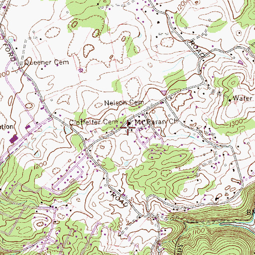 Topographic Map of Mount Paran Cemetery, TN