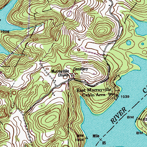 Topographic Map of Murrayville Cemetery, TN