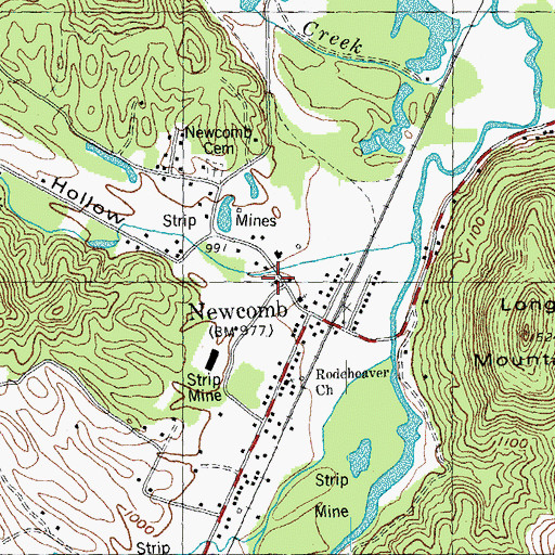Topographic Map of Newcomb Baptist Church, TN