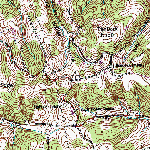 Topographic Map of Orick Cemetery, TN