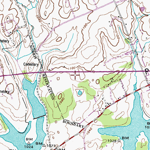 Topographic Map of Owens-Claiborne Cemetery, TN