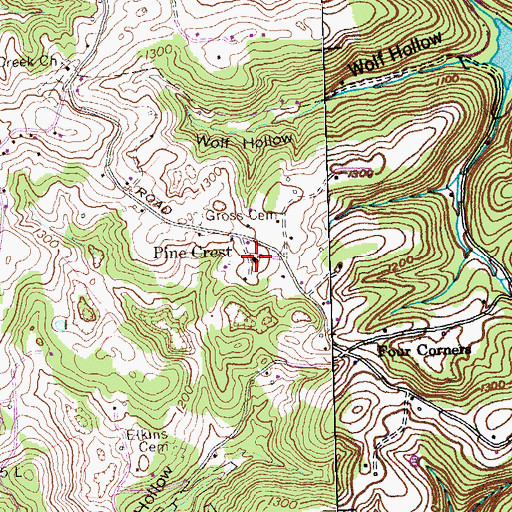 Topographic Map of Pine Crest School (historical), TN