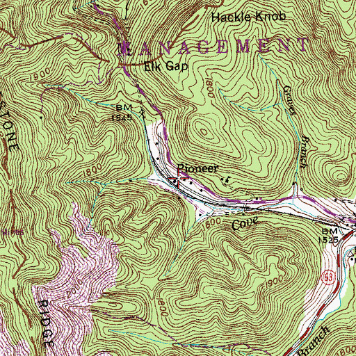 Topographic Map of Pioneer First Baptist Church, TN