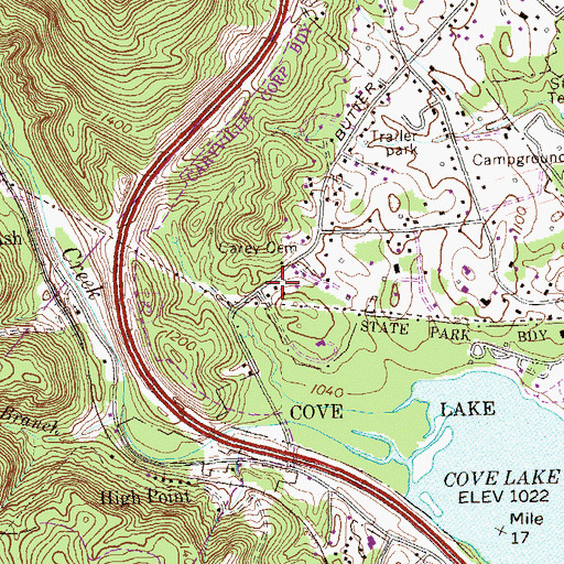 Topographic Map of Powder Spring Church (historical), TN