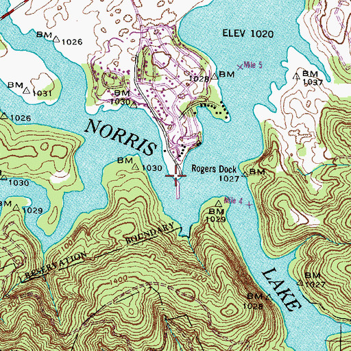 Topographic Map of Powell Valley Resort and Marina, TN