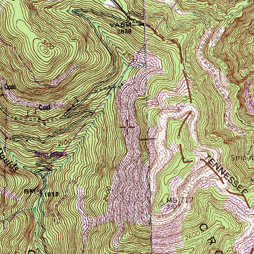 Topographic Map of Red Ash Mines, TN