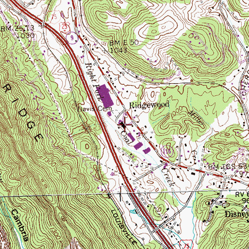 Topographic Map of Ridgewood Elementary School, TN