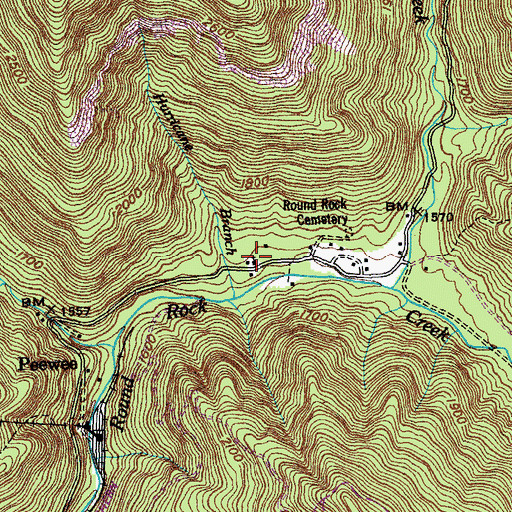 Topographic Map of Round Rock Baptist Church, TN