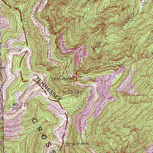 Topographic Map of Sun Mines, TN