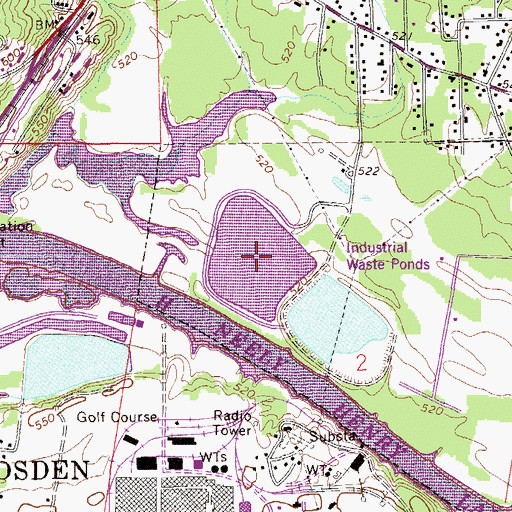 Topographic Map of Ash Disposal Pond, AL