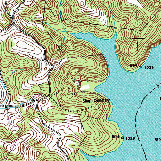 Topographic Map of Upper Cumberland Council Boy Scout Camp, TN