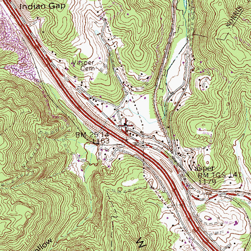 Topographic Map of Vasper Baptist Church, TN