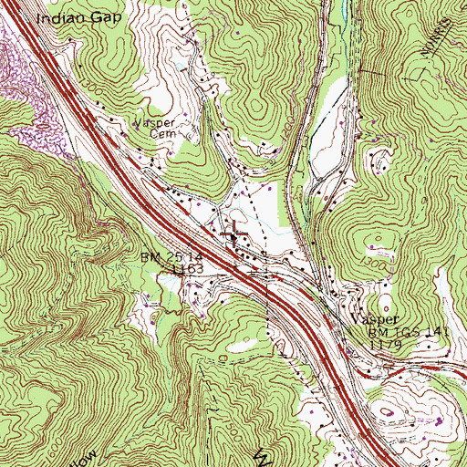 Topographic Map of Vasper Cemetery, TN