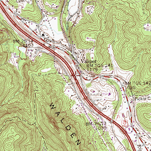 Topographic Map of Vasper School (historical), TN