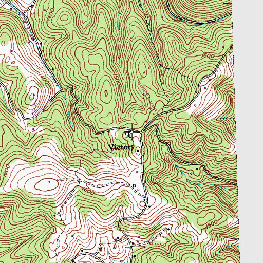 Topographic Map of Victory Baptist Church, TN
