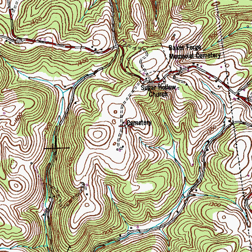 Topographic Map of Weaver Cemetery, TN