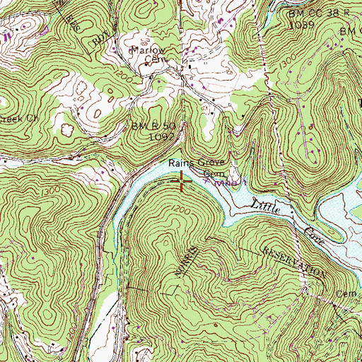 Topographic Map of Zeaks Cemetery, TN