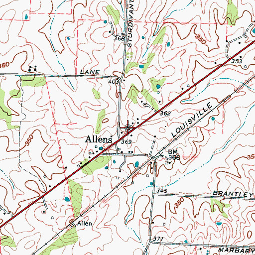 Topographic Map of Allen Baptist Church, TN