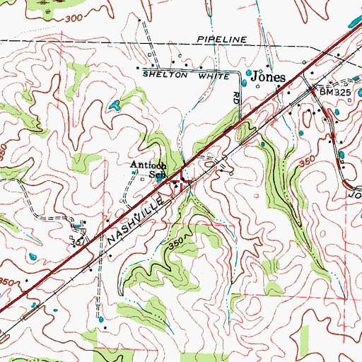 Topographic Map of Antioch Baptist Church, TN