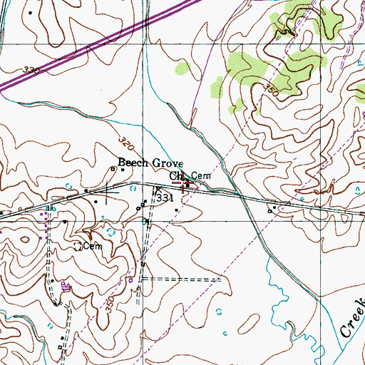 Topographic Map of Beech Grove Cemetery, TN