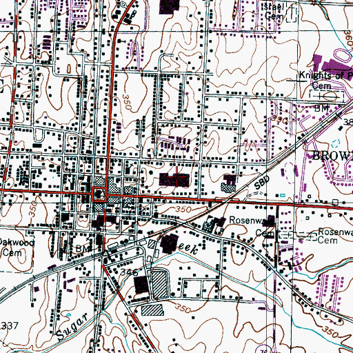 Topographic Map of Bradford Square Shopping Center, TN