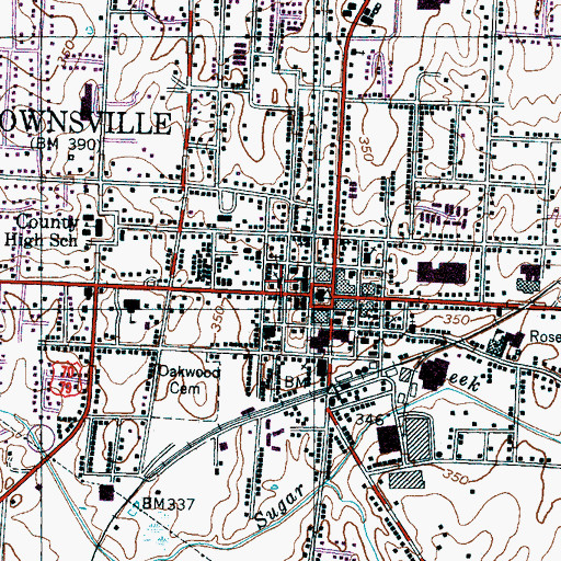 Topographic Map of Brownsville Baptist Church, TN
