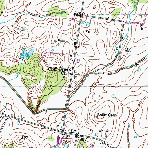 Topographic Map of Cliff Cemetery, TN