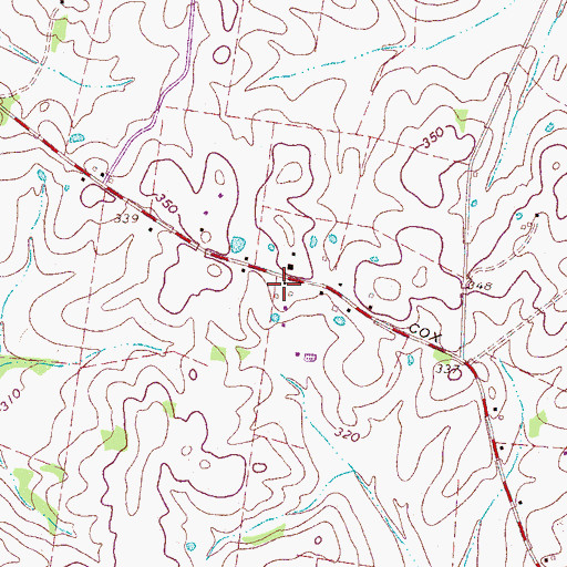 Topographic Map of Cox Store (historical), TN