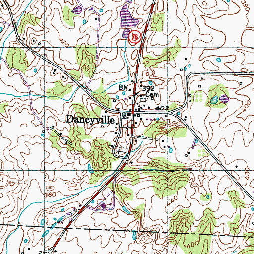 Topographic Map of Dancyville School (historical), TN