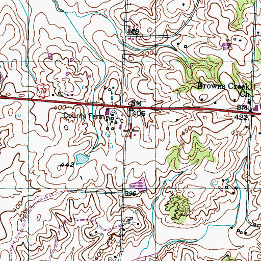 Topographic Map of Dezern School (historical), TN