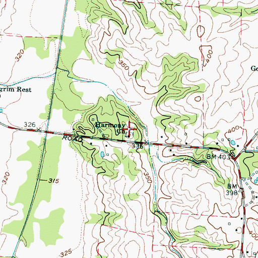Topographic Map of Harmony Cemetery, TN