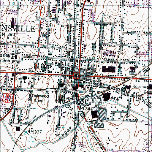 Topographic Map of Haywood County Courthouse, TN