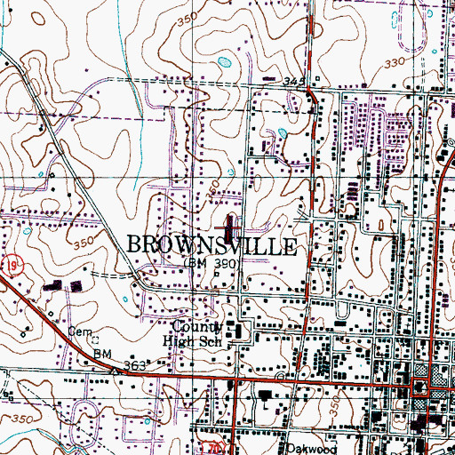 Topographic Map of Haywood Elementary School, TN