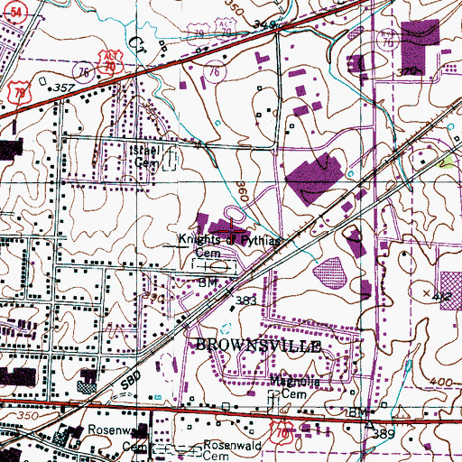 Topographic Map of Haywood High School, TN