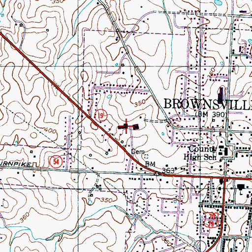 Topographic Map of Haywood Junior High School, TN