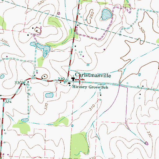 Topographic Map of Hickory Grove Cemetery, TN