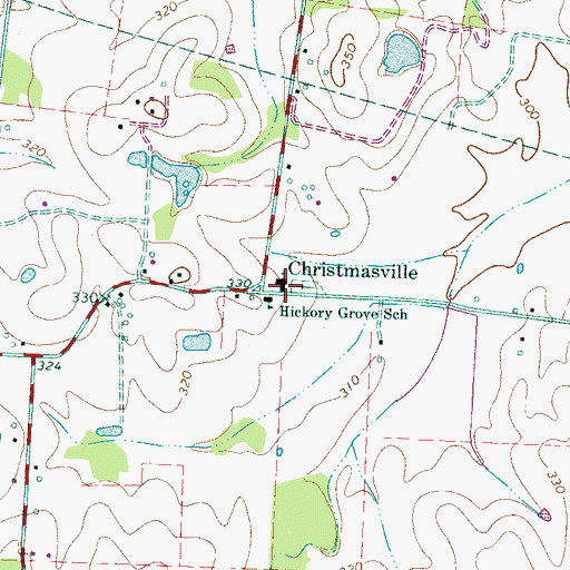 Topographic Map of Hickory Grove Church, TN