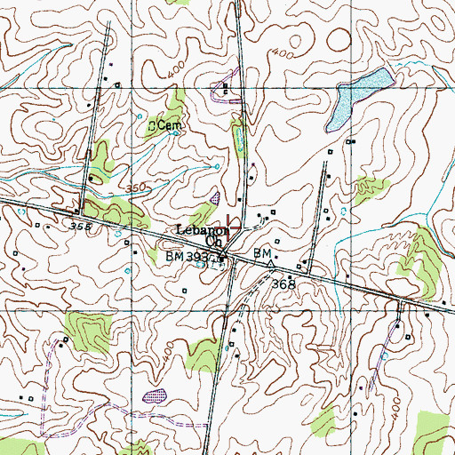 Topographic Map of Lebanon School (historical), TN
