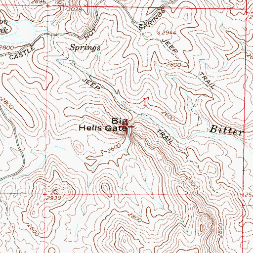 Topographic Map of Big Hells Gate, AZ