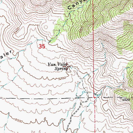 Topographic Map of Van Valer Spring, AZ