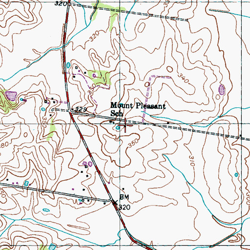 Topographic Map of Mount Pleasant Church, TN