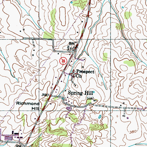 Topographic Map of Prospect Cemetery, TN