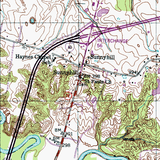 Topographic Map of Saint Paul Cemetery, TN
