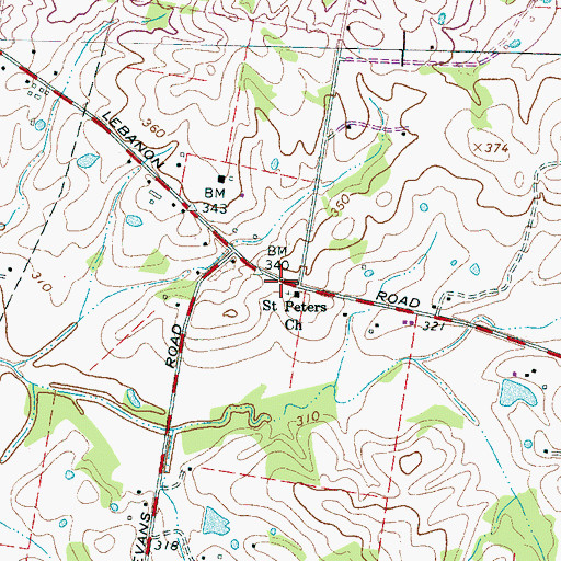 Topographic Map of Saint Peter School (historical), TN