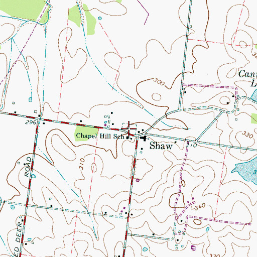 Topographic Map of Shaws Chapel Cemetery, TN