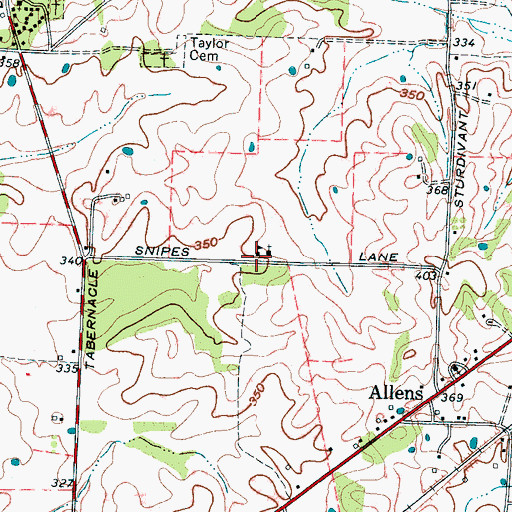 Topographic Map of Snipes Grove School (historical), TN