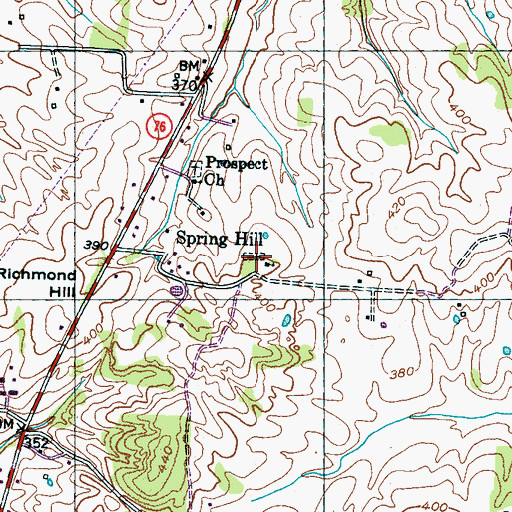 Topographic Map of Spring Hill Cemetery, TN