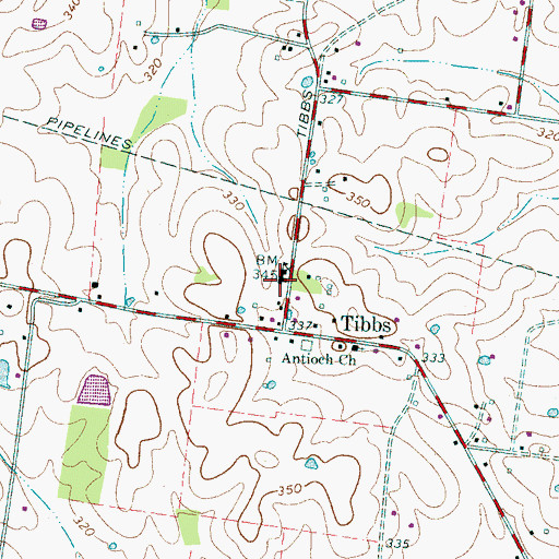 Topographic Map of Tibbs School, TN