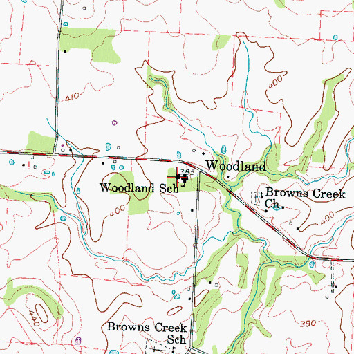 Topographic Map of Woodland Baptist Church, TN