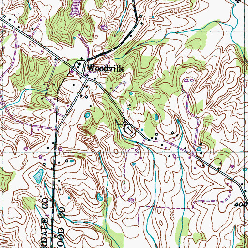 Topographic Map of Woodville Baptist Church, TN